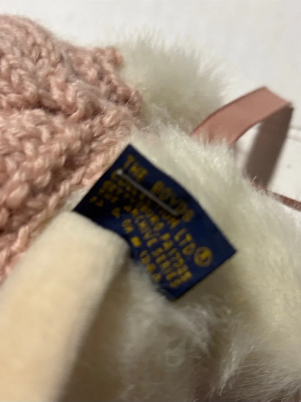 Boyds Bears Vintage Gouda   Cream & Pink Mousie Plush in Knit Sweater